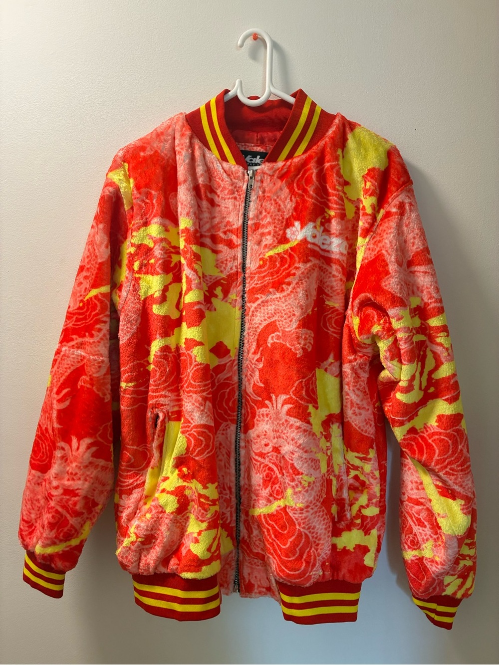 Red and yellow fuzzy sweater